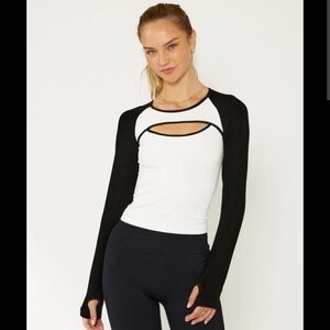 NEW Cream Yoga Long Sleeve Cut Out Top